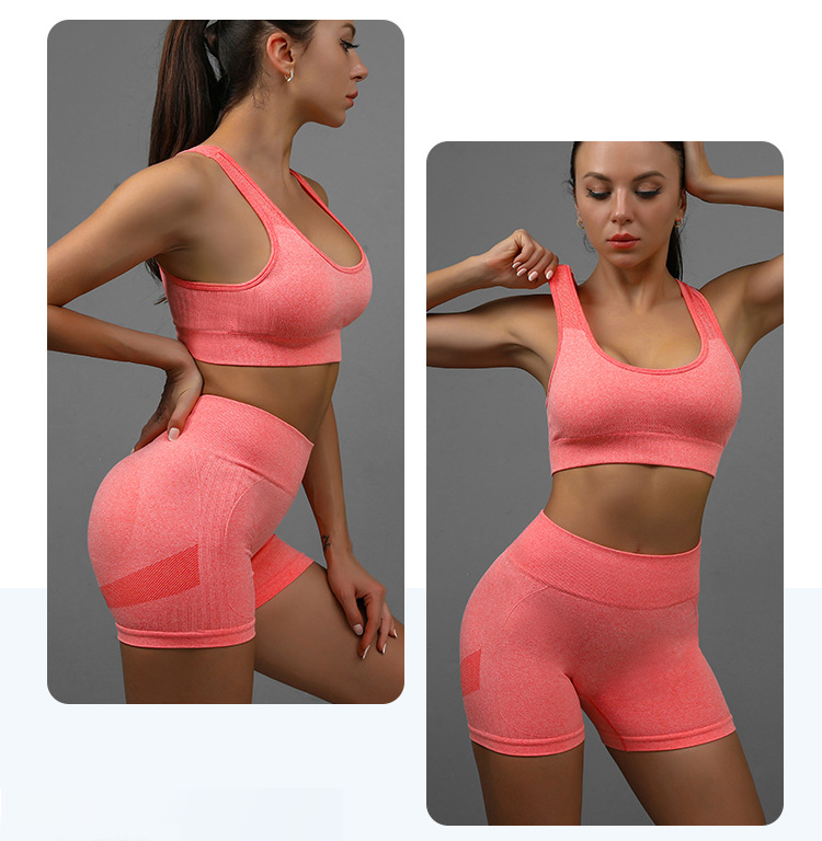2pcs Sports Fitness Yoga Suit Breathable Hip-lifting Shorts And Hollow Out Back Bra Womens Clothing 21 2pcs Sports Fitness Yoga Suit Breathable Hip-lifting Shorts And Hollow Out Back Bra Womens Clothing