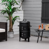 3-in-1 Vertical Charcoal BBQ Smoker Grill With 2 Cooking Areas And Thermometer 14 3-in-1 Vertical Charcoal BBQ Smoker Grill With 2 Cooking Areas And Thermometer
