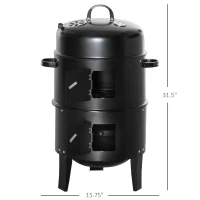 3-in-1 Vertical Charcoal BBQ Smoker Grill With 2 Cooking Areas And Thermometer 16 3-in-1 Vertical Charcoal BBQ Smoker Grill With 2 Cooking Areas And Thermometer