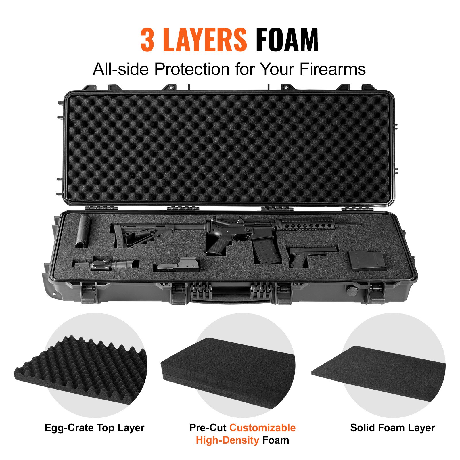 42” Lockable Tactical Range Case - IP67 Waterproof Hard Case with Wheels, 3-Layer Protective Foam & Crushproof Design for Outdoor Use 39 42” Lockable Tactical Range Case - IP67 Waterproof Hard Case with Wheels, 3-Layer Protective Foam & Crushproof Design for Outdoor Use