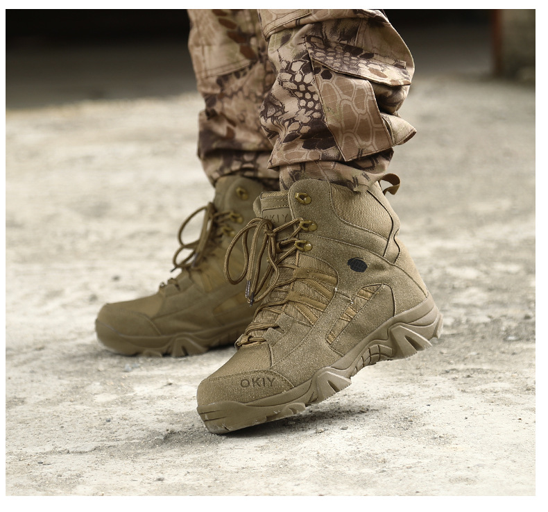 Men's Khaki & Brown Outdoor Tactical Combat Boots 45 undefined