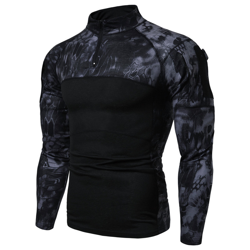 Camo Tactical Long Sleeve T-Shirt – Men’s Stand Collar Sports Tee 51 Camo Tactical Long Sleeve T-Shirt – Men’s Stand Collar Sports Tee