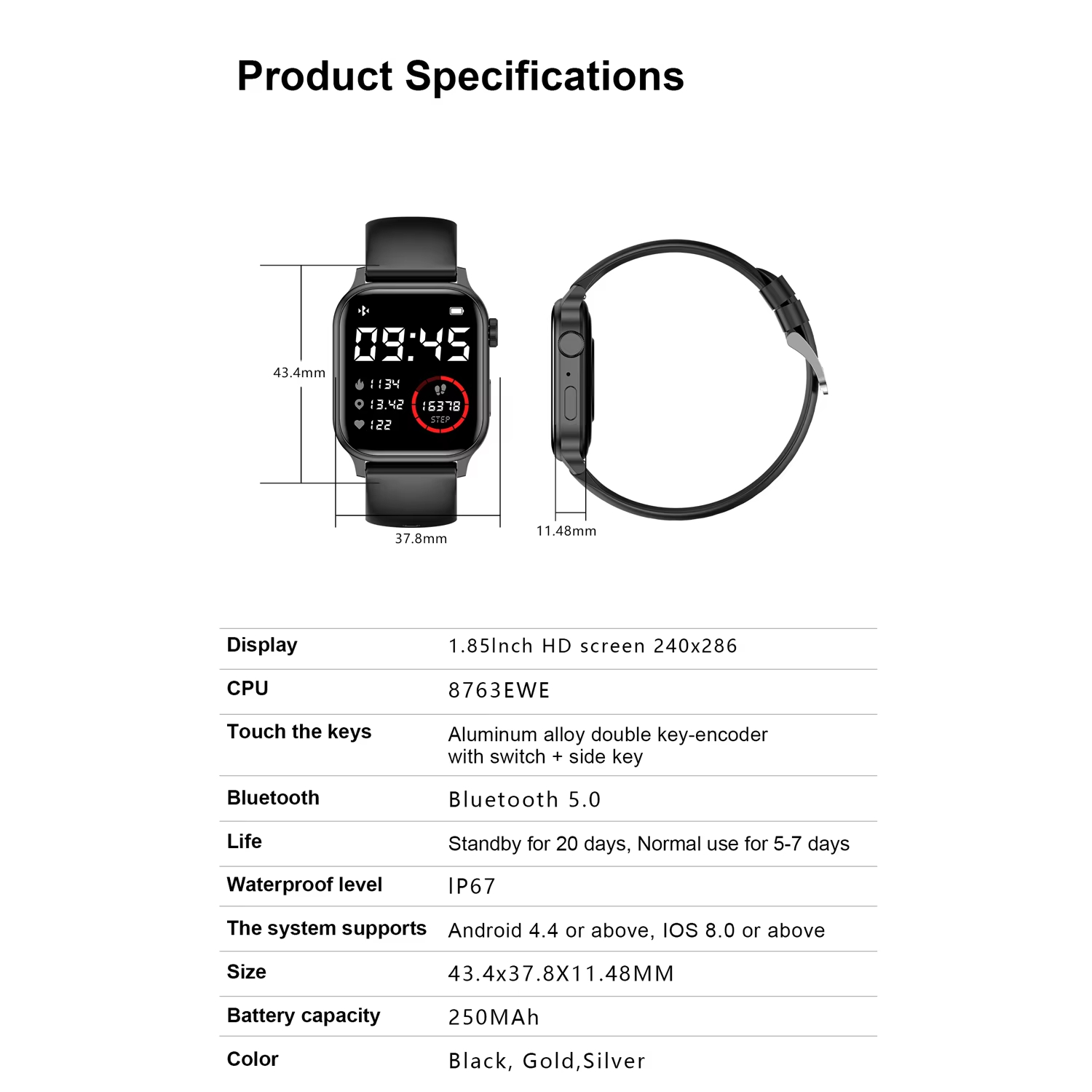 G93 New Smart Watch 1.85'' Square Screen Sports Waterproof BT Smartwatch 36 G93 New Smart Watch 1.85'' Square Screen Sports Waterproof BT Smartwatch