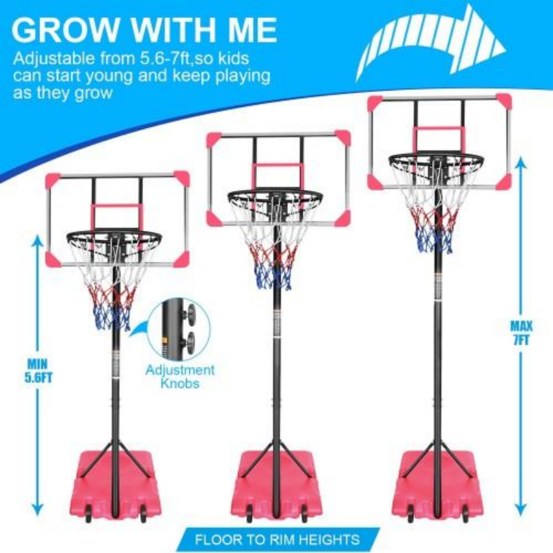 Portable Basketball Hoop System With Stable Base And Wheels For Indoor And Outdoor Youth, Height Adjustable From 5.6 To 7 Feet, 28-inch Backboard 42 Portable Basketball Hoop System With Stable Base And Wheels For Indoor And Outdoor Youth, Height Adjustable From 5.6 To 7 Feet, 28-inch Backboard