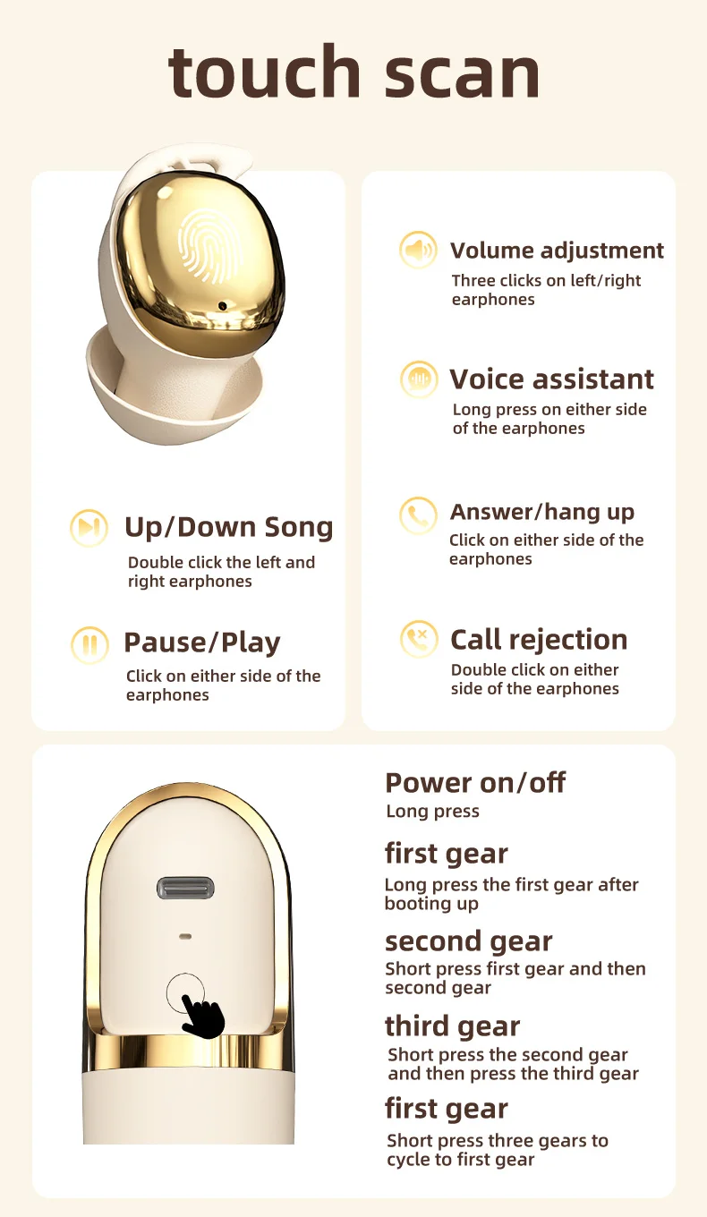 Vibration Roller Earphones Bluetooth Touch Control 49 Vibration Roller Earphones Bluetooth Touch Control