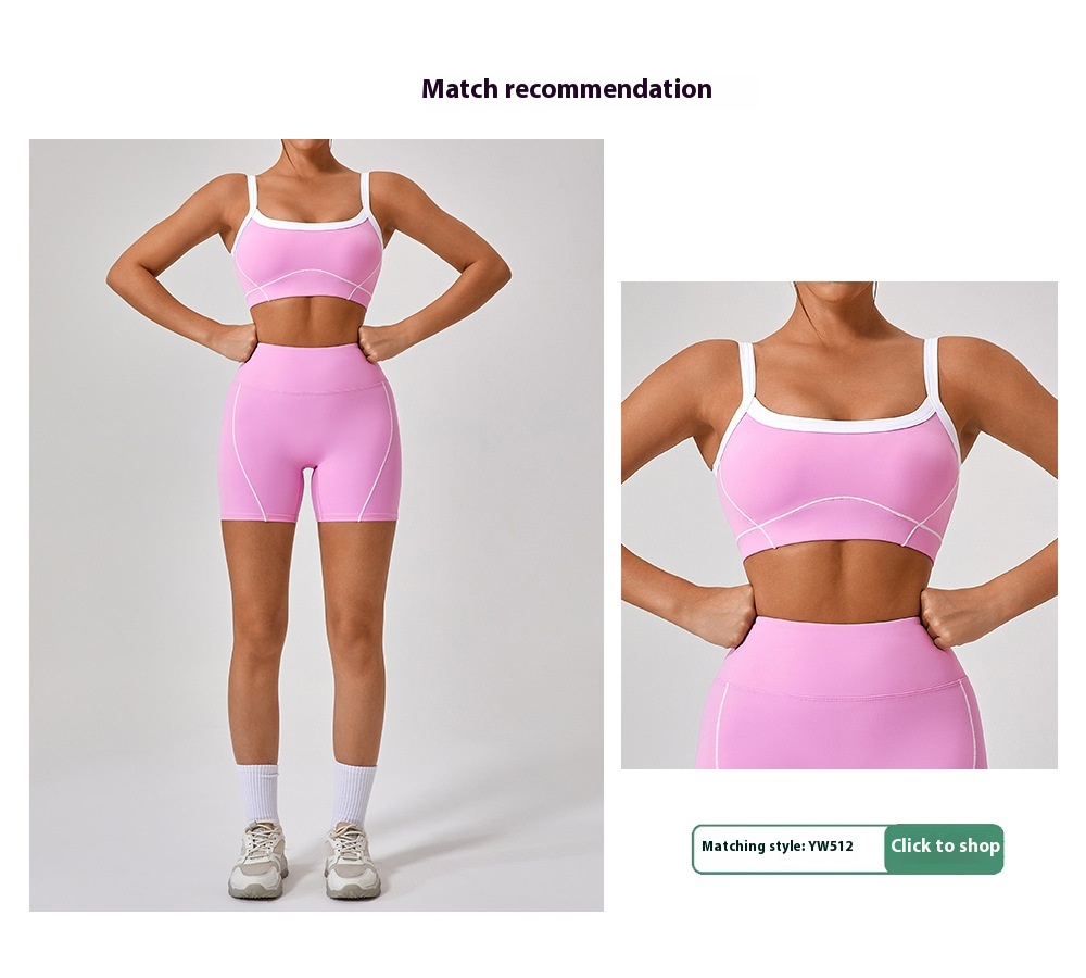 Outdoor Sports Yoga Suits Women's Spaghetti Strap Contrast Color Fitness Set Outfits 43 Outdoor Sports Yoga Suits Women's Spaghetti Strap Contrast Color Fitness Set Outfits