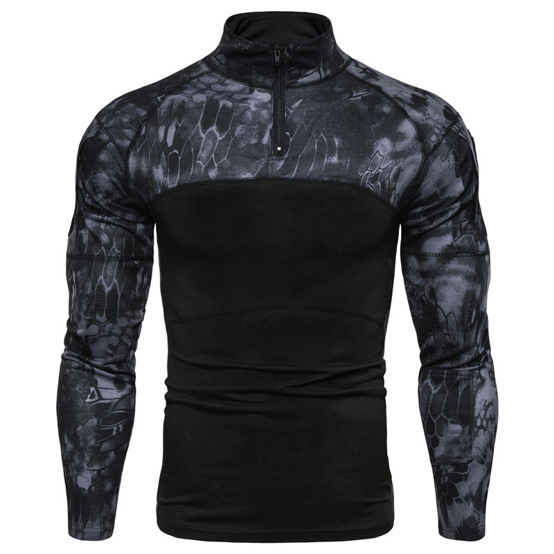 Men's Military Battlefield Outdoor Fitness Camouflage Long Sleeve Zipper Pocket T-Shirt 50 Men's Military Battlefield Outdoor Fitness Camouflage Long Sleeve Zipper Pocket T-Shirt