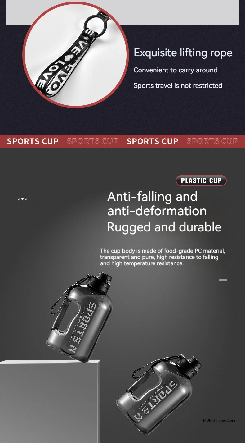 Large Capacity Sports Water Bottle 1.7L / 2.7L / 4L / 5L 62 Large Capacity Sports Water Bottle 1.7L / 2.7L / 4L / 5L