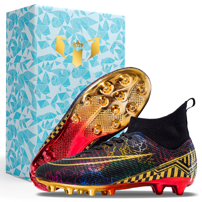High-top Soccer Shoes Gold Plated Bottom Training Shoes Middle School Student Artificial Grass Sneaker Male 12 High-top Soccer Shoes Gold Plated Bottom Training Shoes Middle School Student Artificial Grass Sneaker Male