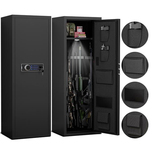 Heavy, Large 5-8 Guns, Black Gun Cabinet With Electronic PIN Keypad Lock, Unassembled Metal Rifle Safety Cabinet 11 Heavy, Large 5-8 Guns, Black Gun Cabinet With Electronic PIN Keypad Lock, Unassembled Metal Rifle Safety Cabinet