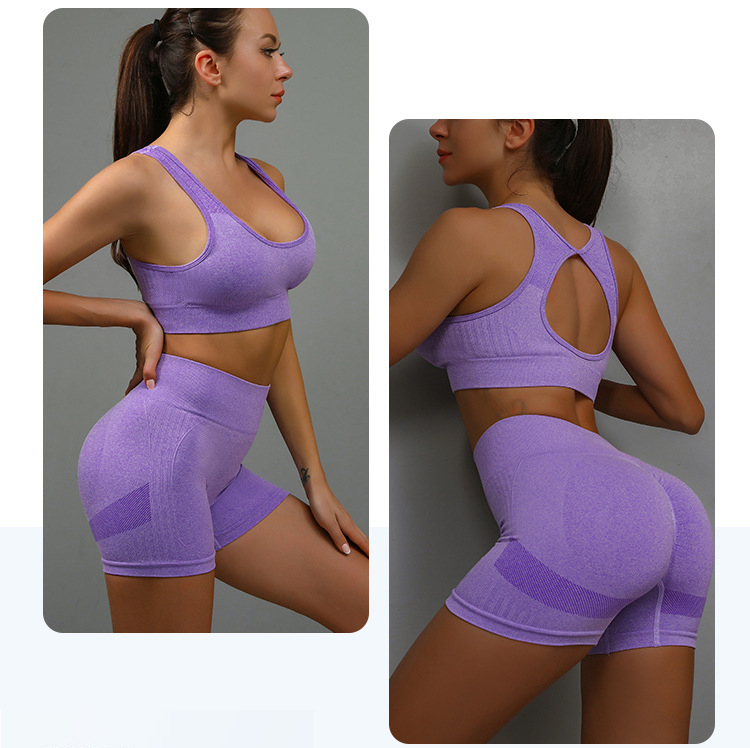 2pcs Sports Fitness Yoga Suit Breathable Hip-lifting Shorts And Hollow Out Back Bra Womens Clothing 53 2pcs Sports Fitness Yoga Suit Breathable Hip-lifting Shorts And Hollow Out Back Bra Womens Clothing