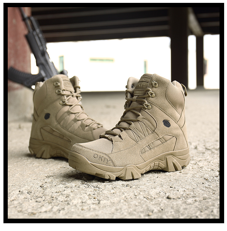 Men's Khaki & Brown Outdoor Tactical Combat Boots 37 undefined