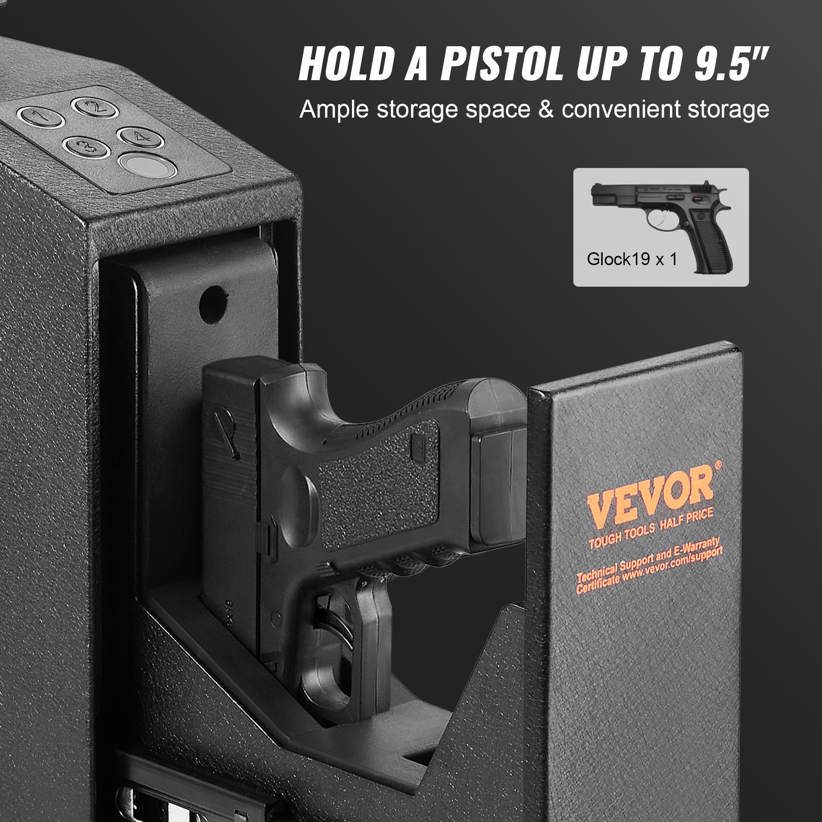 Mounted Gun Safe for Pistols, Biometric with Three Quick Access Ways of Fingerprints, Passwords and Keys 24 Mounted Gun Safe for Pistols, Biometric with Three Quick Access Ways of Fingerprints, Passwords and Keys