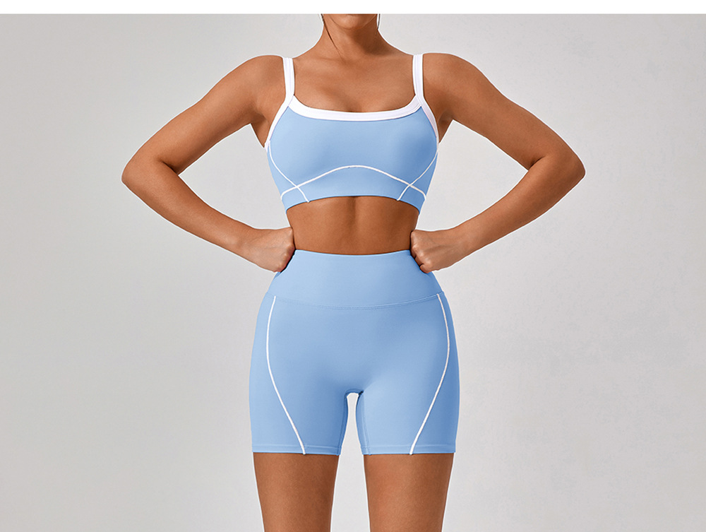 Outdoor Sports Yoga Suits Women's Spaghetti Strap Contrast Color Fitness Set Outfits 20 Outdoor Sports Yoga Suits Women's Spaghetti Strap Contrast Color Fitness Set Outfits