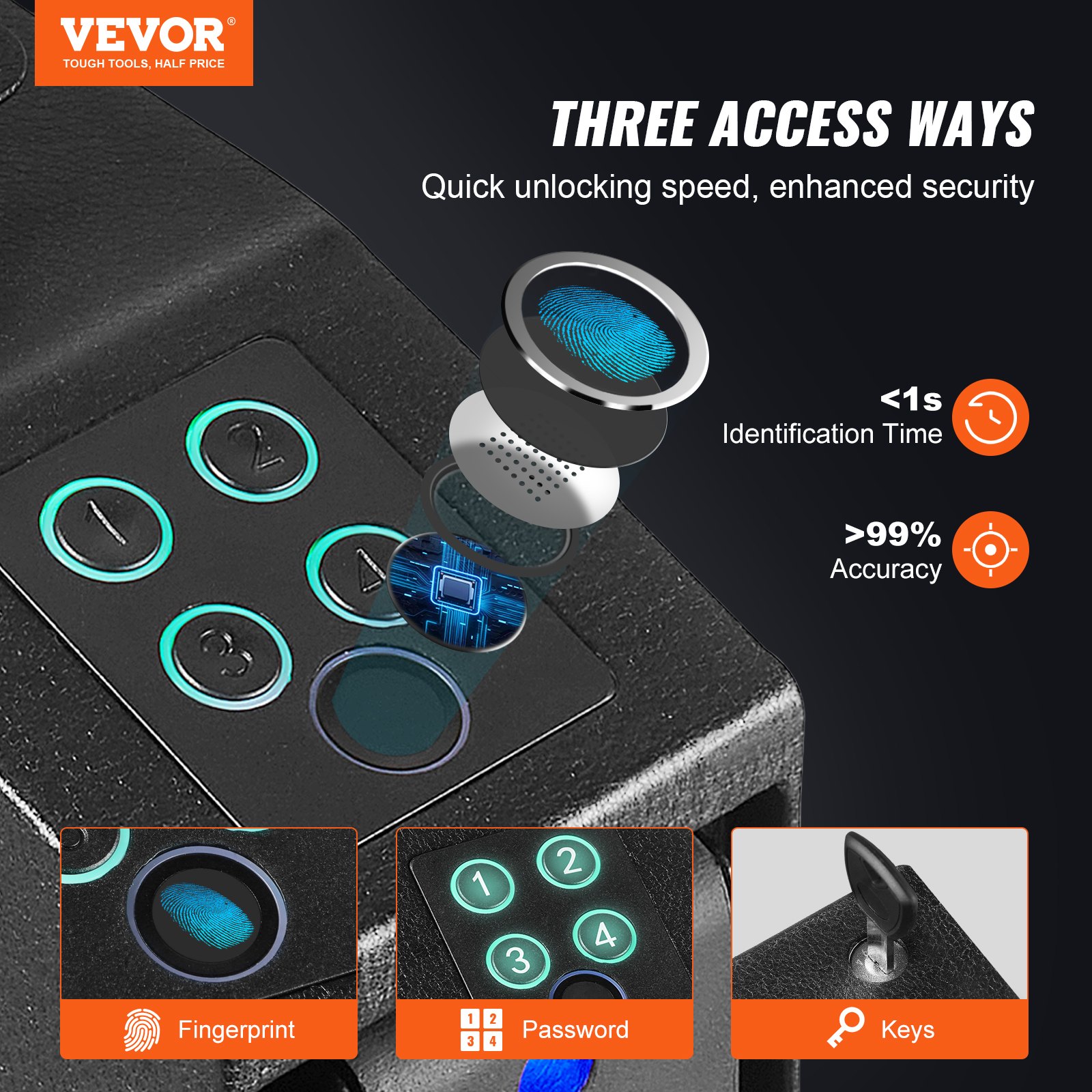 Mounted Gun Safe for Pistols, Biometric with Three Quick Access Ways of Fingerprints, Passwords and Keys 20 Mounted Gun Safe for Pistols, Biometric with Three Quick Access Ways of Fingerprints, Passwords and Keys
