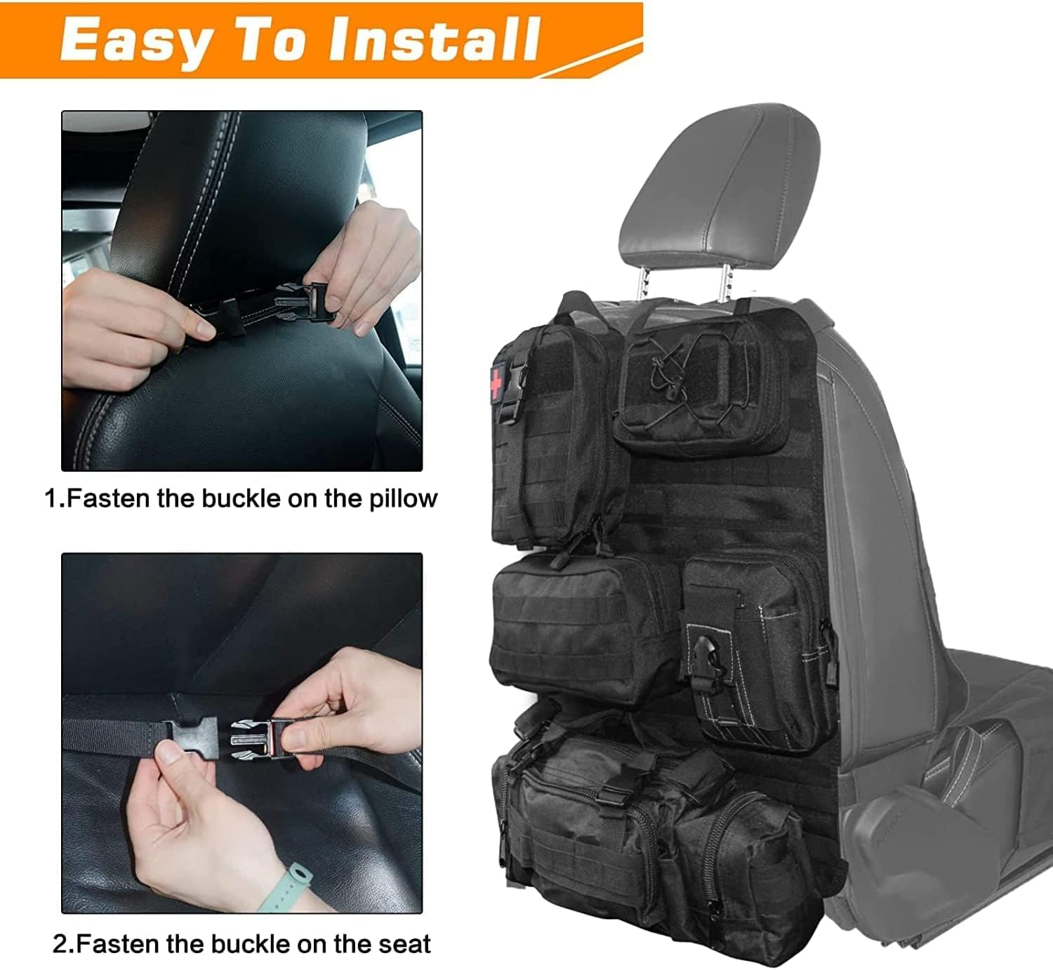 Molle Nylon Tactical Car Seat Organiser Front Seat Back Storage Bag Backrest Protector With 5 Pockets For All Vehicles 11 Molle Nylon Tactical Car Seat Organiser Front Seat Back Storage Bag Backrest Protector With 5 Pockets For All Vehicles