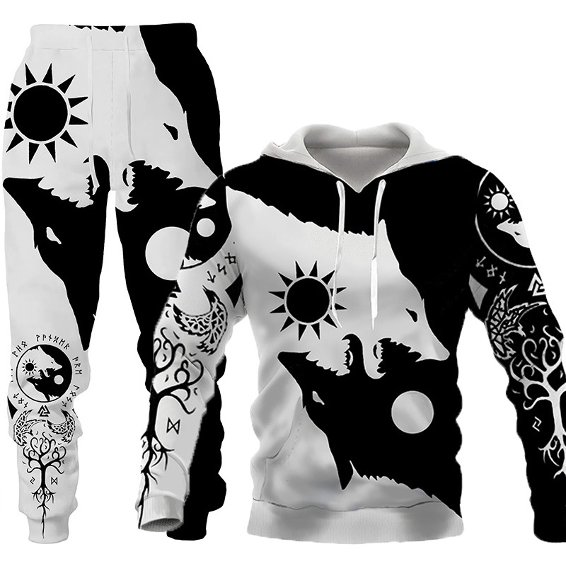 3D Wolf Print Tracksuit Men Sportswear Hooded Sweatsuit Two Piece Outdoors Running Fitness Mens Clothing Jogging Set 44 3D Wolf Print Tracksuit Men Sportswear Hooded Sweatsuit Two Piece Outdoors Running Fitness Mens Clothing Jogging Set