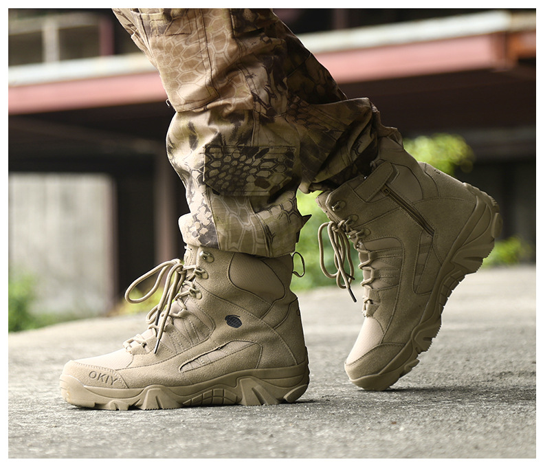 Men's Khaki & Brown Outdoor Tactical Combat Boots 38 undefined
