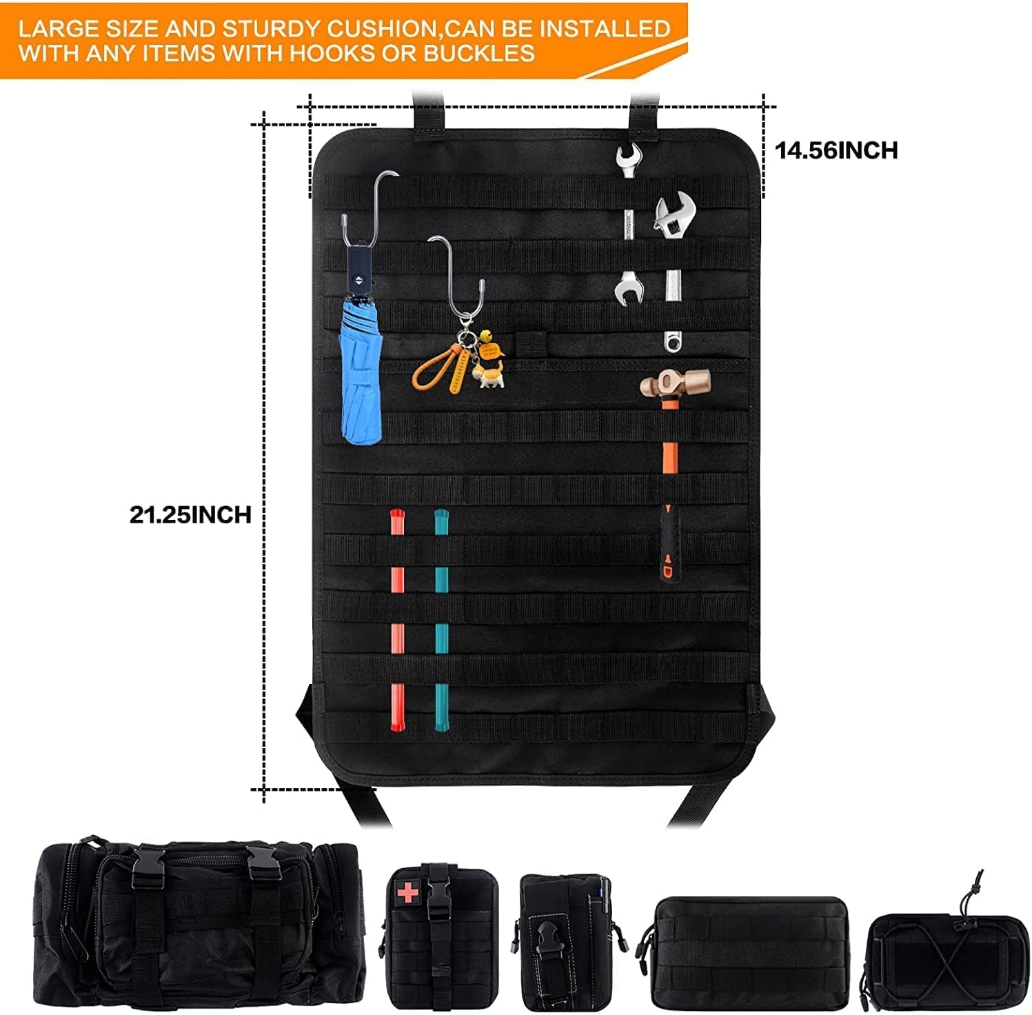 Molle Nylon Tactical Car Seat Organiser Front Seat Back Storage Bag Backrest Protector With 5 Pockets For All Vehicles 30 Molle Nylon Tactical Car Seat Organiser Front Seat Back Storage Bag Backrest Protector With 5 Pockets For All Vehicles