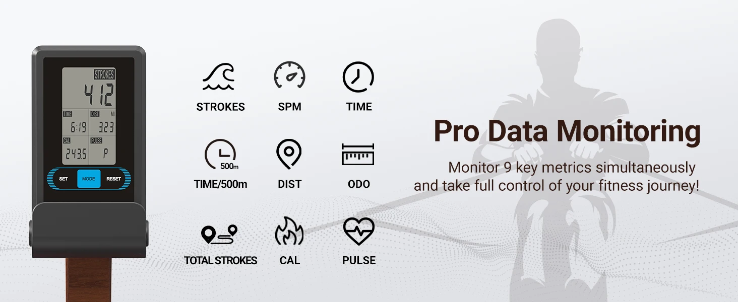 Water Rowing Machine – Solid Wood Design with Bluetooth Monitor & Upgraded Seat Cushion 13 Water Rowing Machine – Solid Wood Design with Bluetooth Monitor & Upgraded Seat Cushion