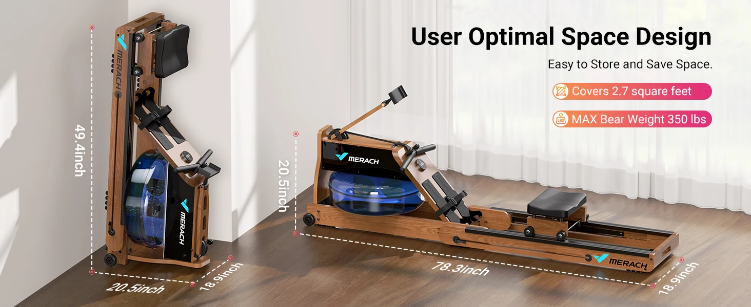 Foldable Wooden Water Rowing Machine – Electromagnetic Resistance with MERACH Go App & Lifetime Membership 9 Foldable Wooden Water Rowing Machine – Electromagnetic Resistance with MERACH Go App & Lifetime Membership