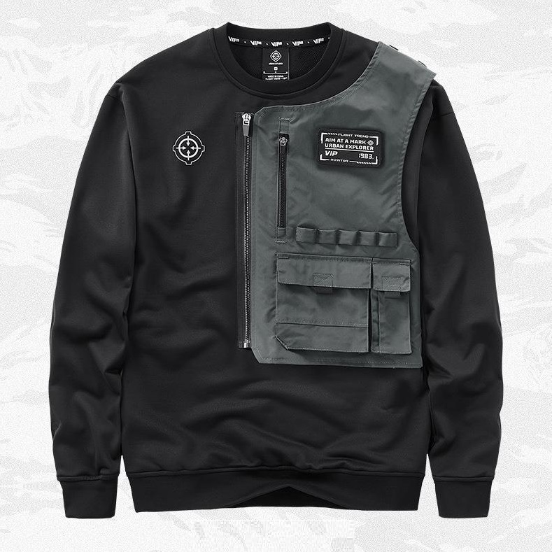 Trendy Mechanical Style Long-sleeved T-shirt Round Neck False Two Pieces Tactical Workwear Tops 10 Trendy Mechanical Style Long-sleeved T-shirt Round Neck False Two Pieces Tactical Workwear Tops