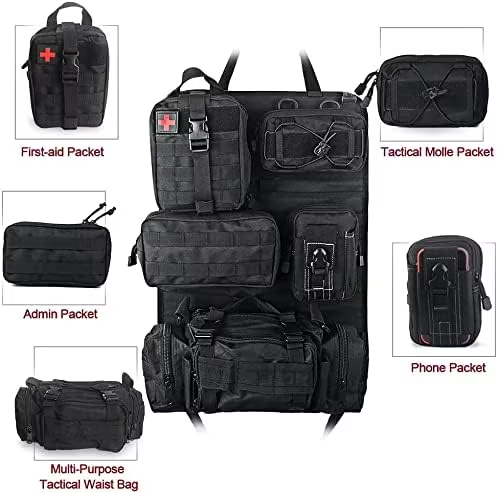 Molle Nylon Tactical Car Seat Organiser Front Seat Back Storage Bag Backrest Protector With 5 Pockets For All Vehicles 26 Molle Nylon Tactical Car Seat Organiser Front Seat Back Storage Bag Backrest Protector With 5 Pockets For All Vehicles