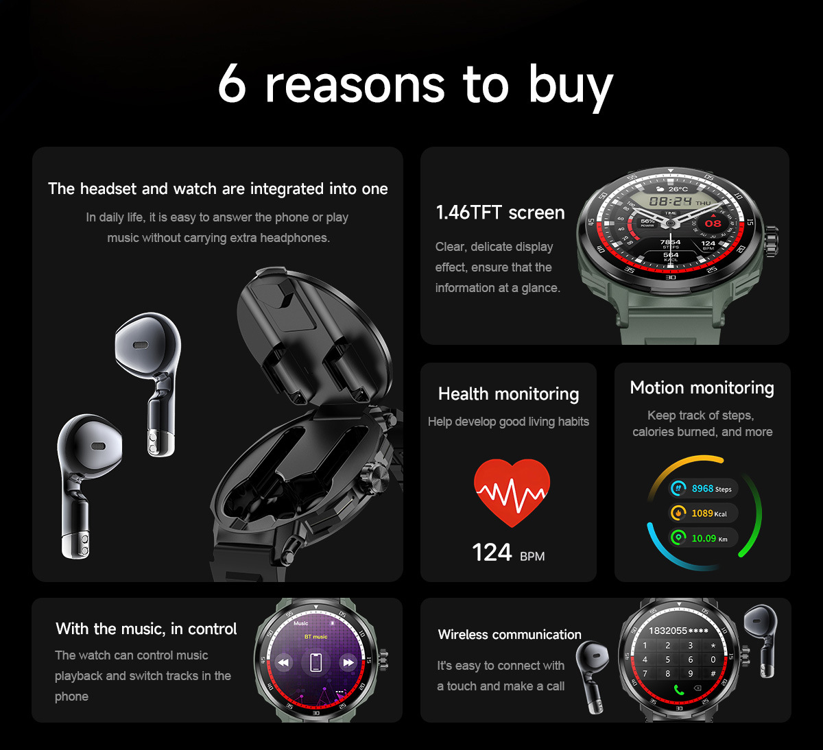 D11 Men's Headset 2-in-1 Smart Call Watch Heart Rate Blood Pressure Sleep Monitoring NFC Access Control 40 D11 Men's Headset 2-in-1 Smart Call Watch Heart Rate Blood Pressure Sleep Monitoring NFC Access Control