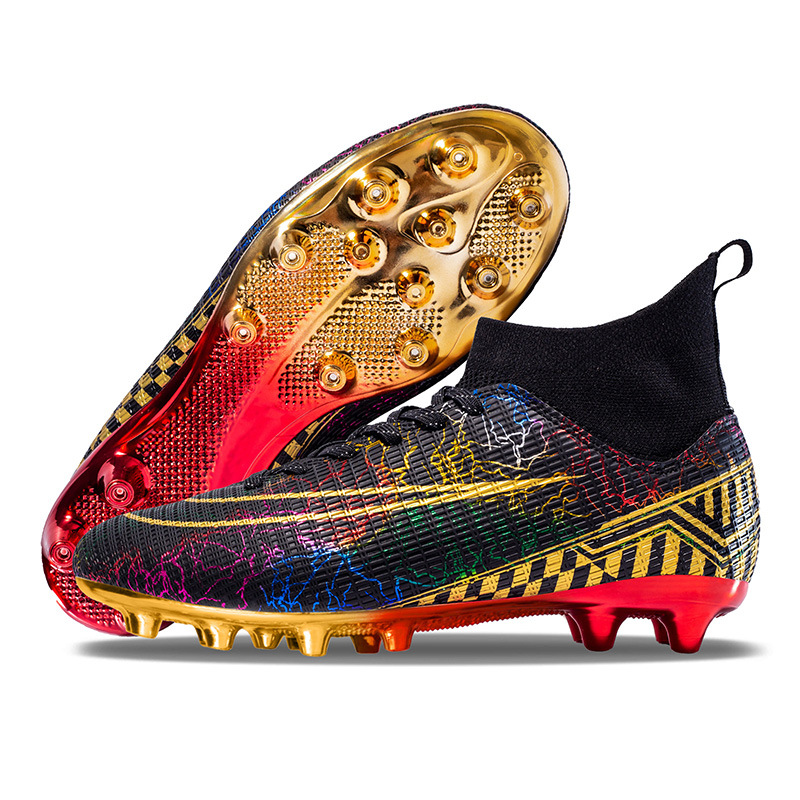 High-top Soccer Shoes Gold Plated Bottom Training Shoes Middle School Student Artificial Grass Sneaker Male 23 High-top Soccer Shoes Gold Plated Bottom Training Shoes Middle School Student Artificial Grass Sneaker Male