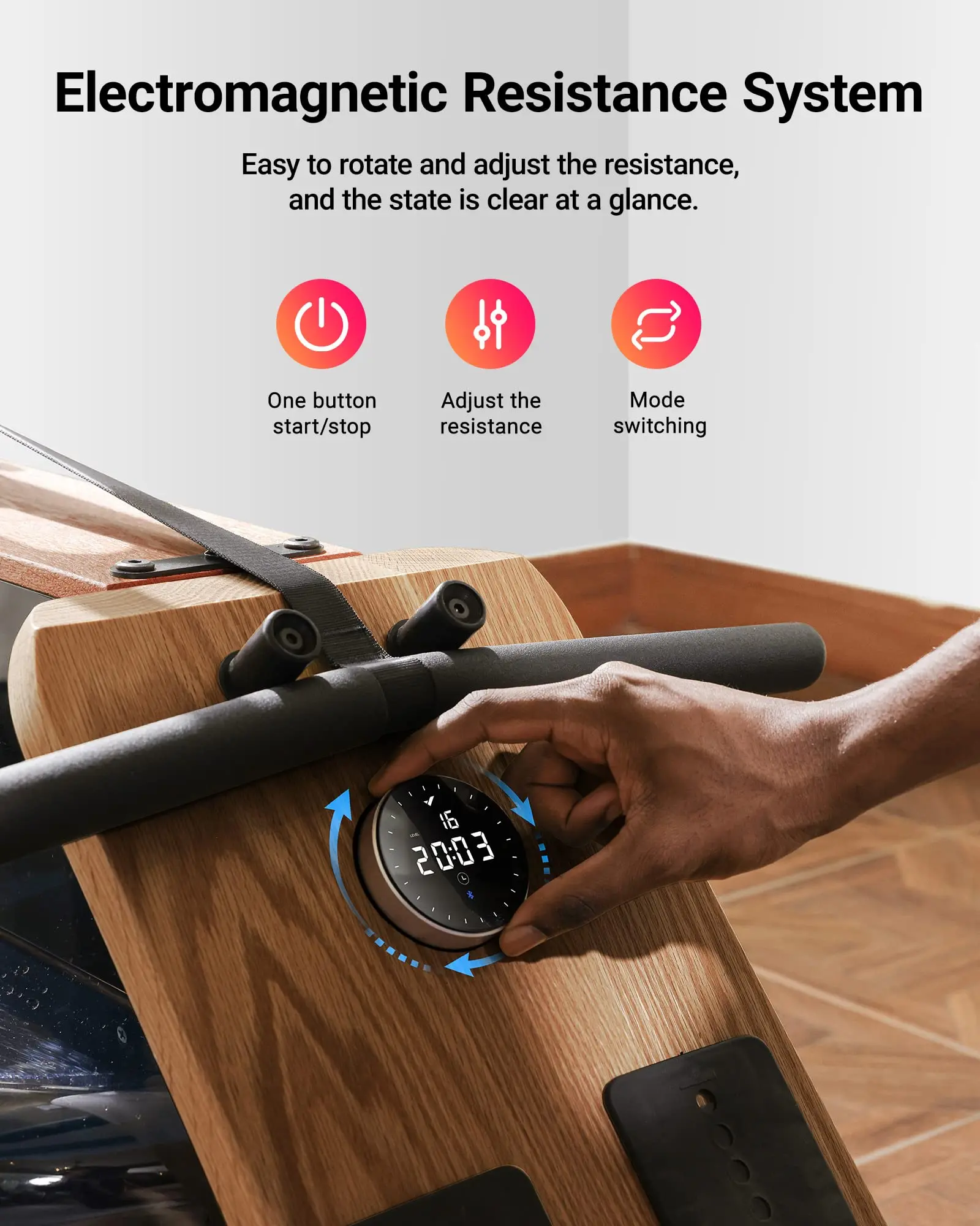 Foldable Wooden Water Rowing Machine – Electromagnetic Resistance with MERACH Go App & Lifetime Membership 12 Foldable Wooden Water Rowing Machine – Electromagnetic Resistance with MERACH Go App & Lifetime Membership