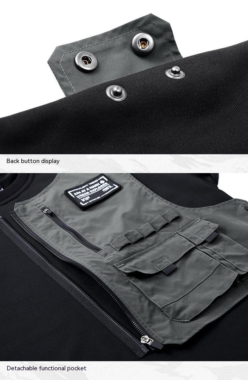 Trendy Mechanical Style Long-sleeved T-shirt Round Neck False Two Pieces Tactical Workwear Tops 16 Trendy Mechanical Style Long-sleeved T-shirt Round Neck False Two Pieces Tactical Workwear Tops