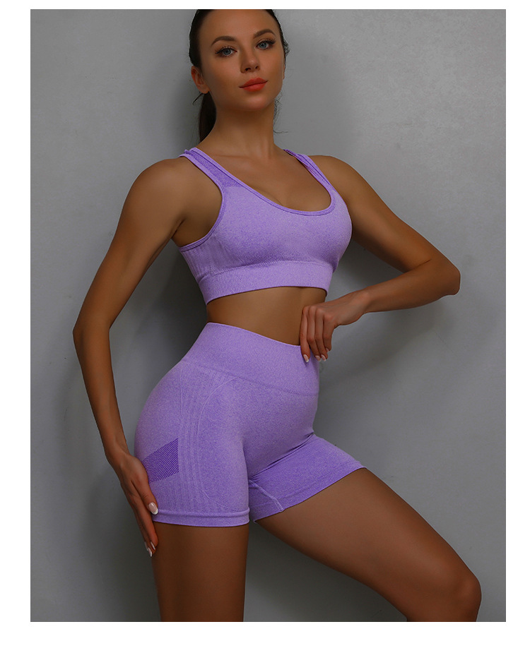 2pcs Sports Fitness Yoga Suit Breathable Hip-lifting Shorts And Hollow Out Back Bra Womens Clothing 22 2pcs Sports Fitness Yoga Suit Breathable Hip-lifting Shorts And Hollow Out Back Bra Womens Clothing