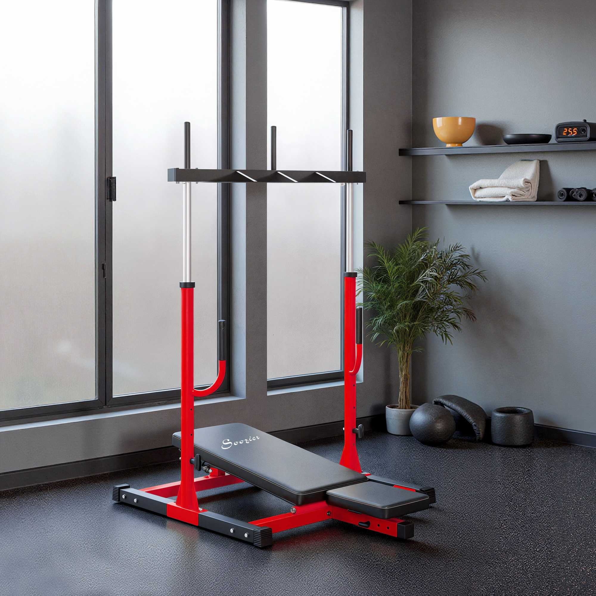 Vertical Leg Press Machine with Adjustable Leg, Back, and Head Positions, 1" Standard Plate Compatible, Red 30 Product Image