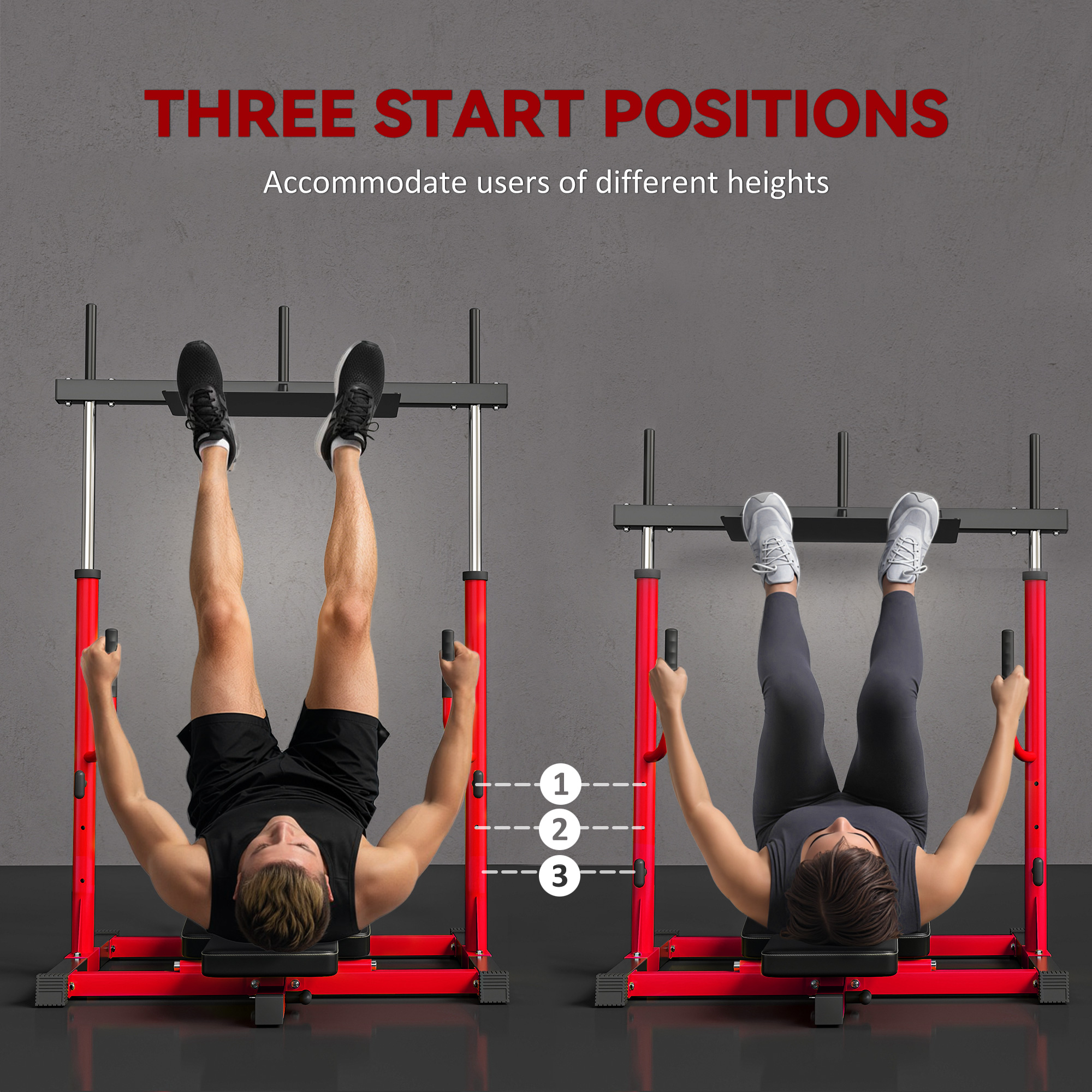 Vertical Leg Press Machine with Adjustable Leg, Back, and Head Positions, 1" Standard Plate Compatible, Red 26 Product Image