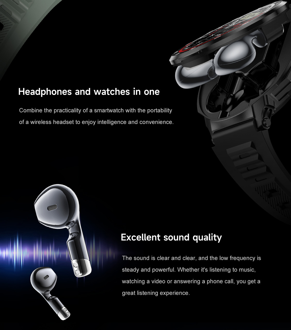 D11 Men's Headset 2-in-1 Smart Call Watch Heart Rate Blood Pressure Sleep Monitoring NFC Access Control 44 D11 Men's Headset 2-in-1 Smart Call Watch Heart Rate Blood Pressure Sleep Monitoring NFC Access Control