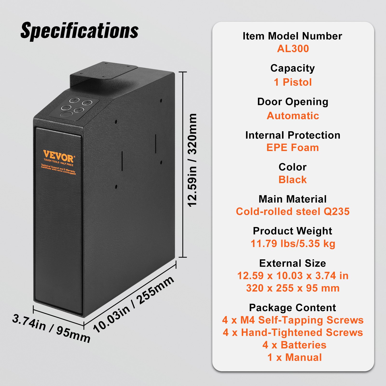 Mounted Gun Safe for Pistols, Biometric with Three Quick Access Ways of Fingerprints, Passwords and Keys 22 Mounted Gun Safe for Pistols, Biometric with Three Quick Access Ways of Fingerprints, Passwords and Keys