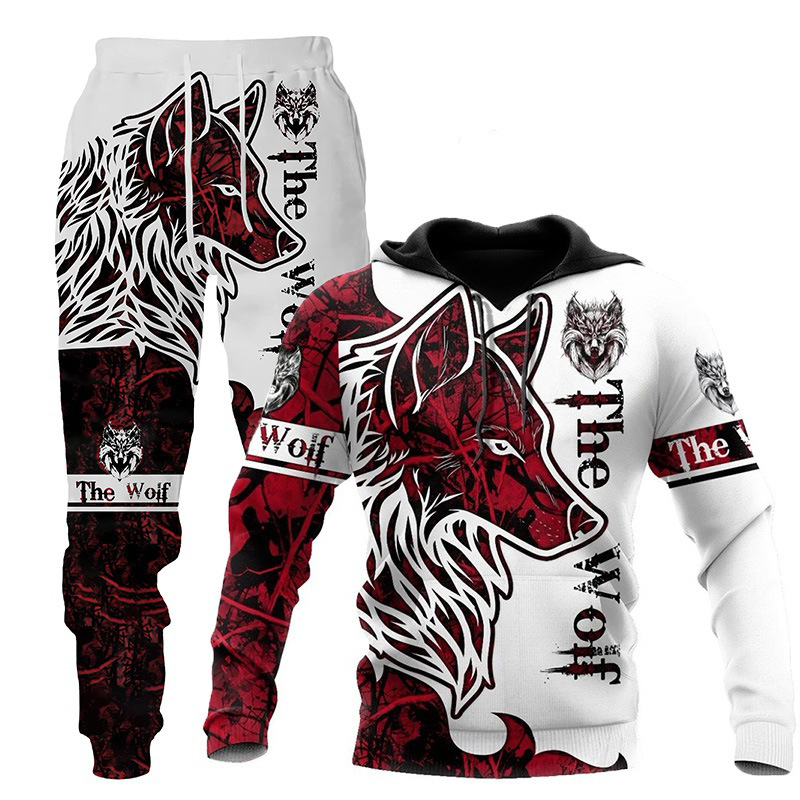 3D Wolf Print Tracksuit Men Sportswear Hooded Sweatsuit Two Piece Outdoors Running Fitness Mens Clothing Jogging Set 12 3D Wolf Print Tracksuit Men Sportswear Hooded Sweatsuit Two Piece Outdoors Running Fitness Mens Clothing Jogging Set
