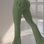 Yoga Fitness Flared Pants With Pockets Ins Fashion Slim High Waist Sports Trousers Scrunch Butt Booty Workout Lifting Leggings - Image 4