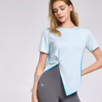 New Yoga Wear Short Sleeve Split Breathable Exercise Top