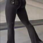 Yoga Fitness Flared Pants With Pockets Ins Fashion Slim High Waist Sports Trousers Scrunch Butt Booty Workout Lifting Leggings - Image 5