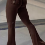 Yoga Fitness Flared Pants With Pockets Ins Fashion Slim High Waist Sports Trousers Scrunch Butt Booty Workout Lifting Leggings - Image 7