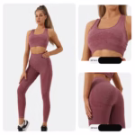 2PCS Seamless Yoga Set Women Tracksuit High Waist Leggings Workout Sportswear Gym Clothing Fitness Crop Top Sports Suits Gym Set - Image 6