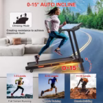 Home Automatic Tilt Treadmill Foldable 400 Lbs Approx. 181.4 Kg Capacity 3.25 Horsepower - Image 2