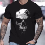 Men Skull Pattern And Round Neck Short Sleeved T-shirt - Image 3