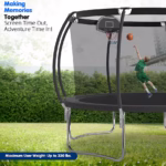 12 FT TRAMPOLINE BLACK PUMPKIN-STYLE SAFETY NET WITH BASKETBALL HOOP - Image 5
