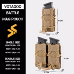 9mm Molle Mag Pouch Open-Top Pistol Mag Pouch Adjustable Mag Pouch Compatible With Various MOLLE Tactical Belts - Image 4