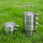 Stainless Steel Double-layer Cup 6-piece Camping Portable Set - Image 7