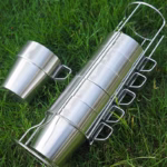 Stainless Steel Double-layer Cup 6-piece Camping Portable Set - Image 6