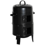 3-in-1 Vertical Charcoal BBQ Smoker Grill With 2 Cooking Areas And Thermometer - Image 7