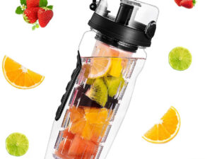 Fitness Eddy 37 32oz Fruit Infuser Water Bottle - Leakproof Tritan Plastic